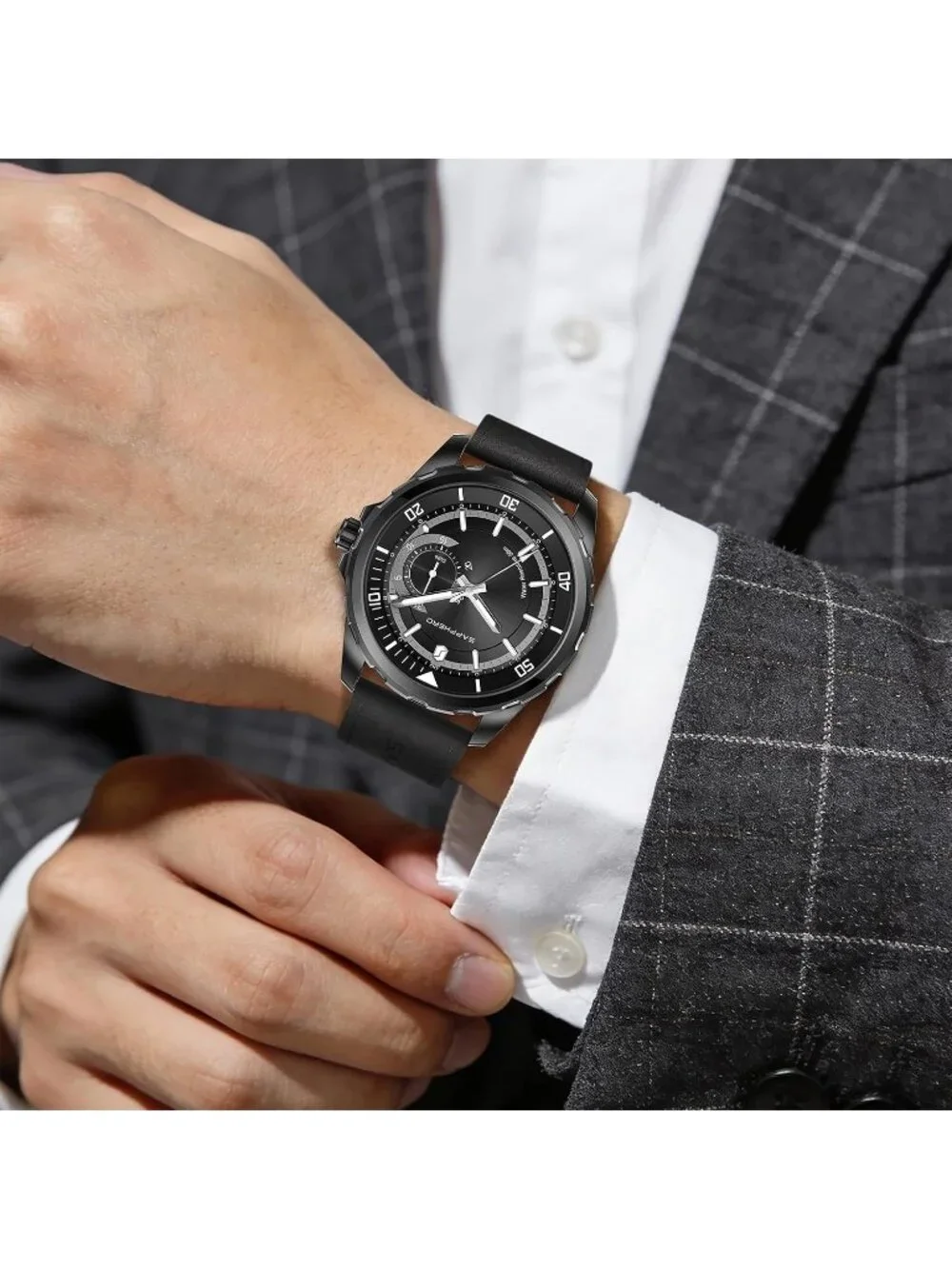 Men's All Black Numeral Dial Stainless Steel Strap Analog Quartz Wrist Watch